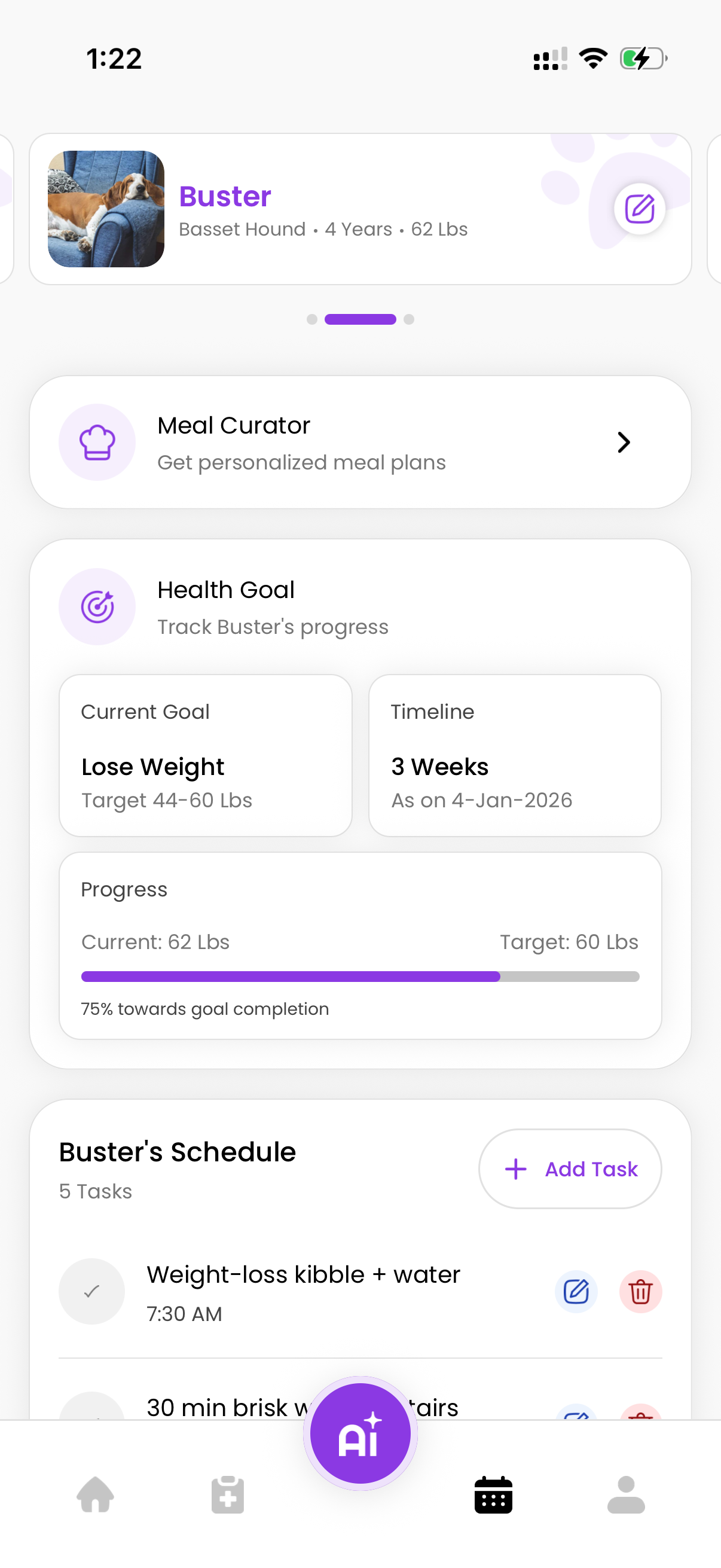 Koby app schedule view